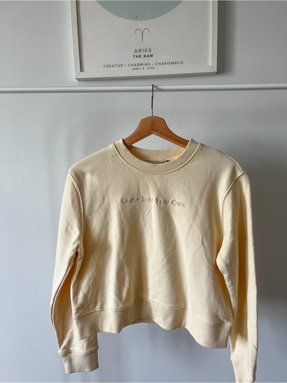 Love Bonito Butter Yellow Embroidered Crewneck Sweatshirt
